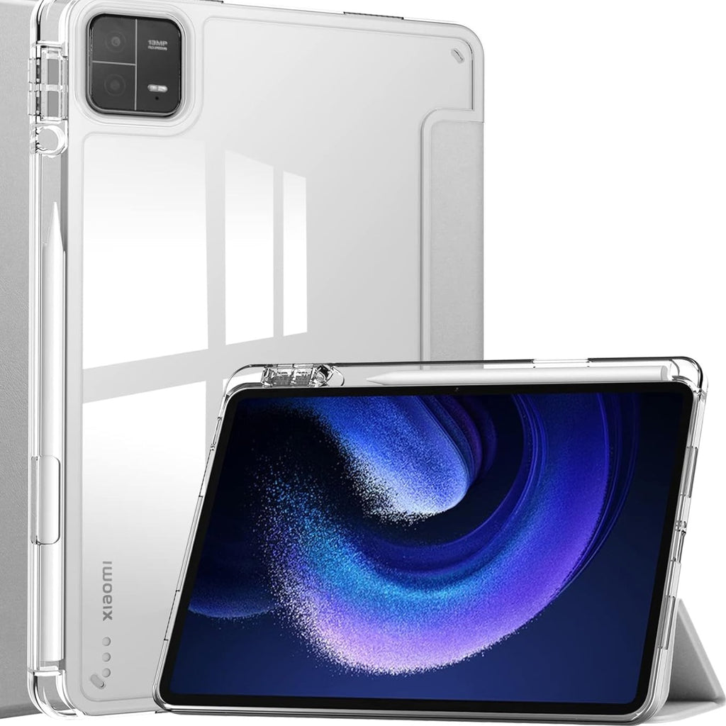 Xiaomi Pad 6 and 6 Pro Smart Case with Pen Holder (Silver, Special Imp