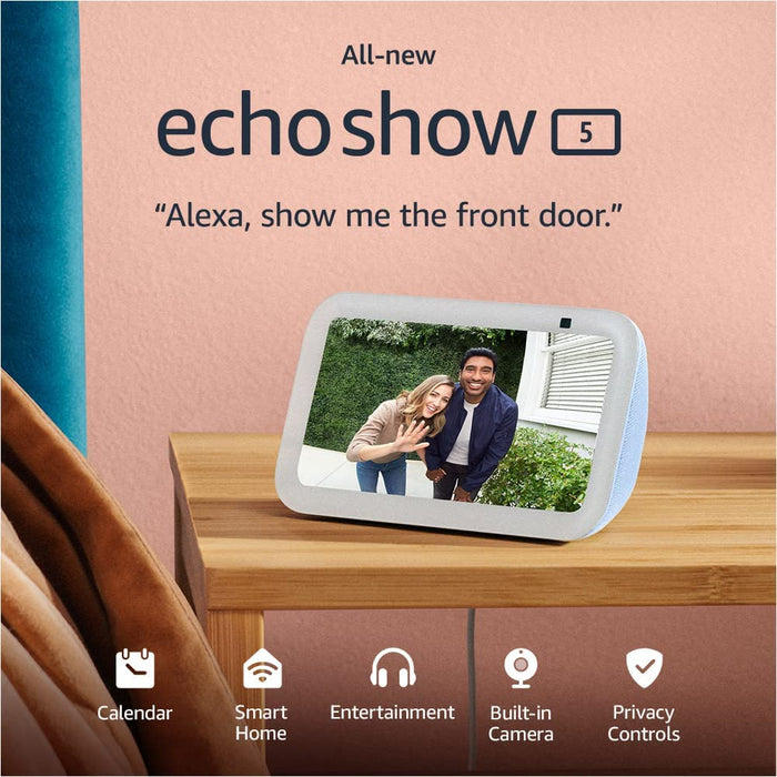 Echo Show 5 3rd Gen Smart display with deeper bass and clearer sound  in Cloud Blue